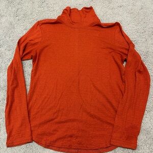 Royal Robbins Vibrant Orange striped Turtleneck womens large long sleeve